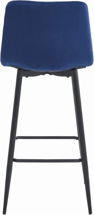 Niebieskie krzesło barowe POZZA VELVET z czarnymi nogami