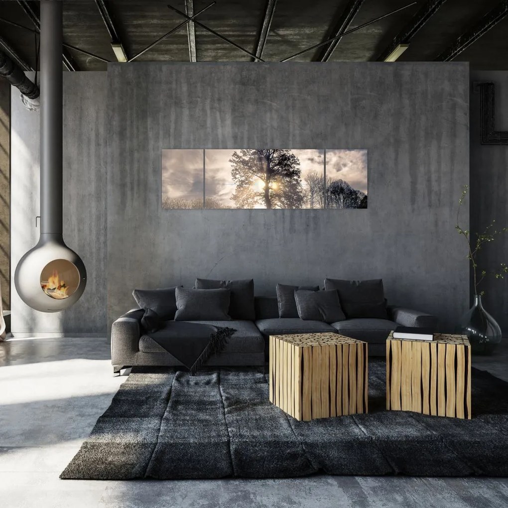 Obraz drzewa we mgle (170x50 cm)