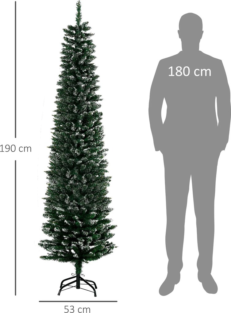 HOMCOM Choinka 190 cm, bardzo realistyczna, 570 gałęzi, niepalna, stabilna podstawa, Zielony | Aosom PL