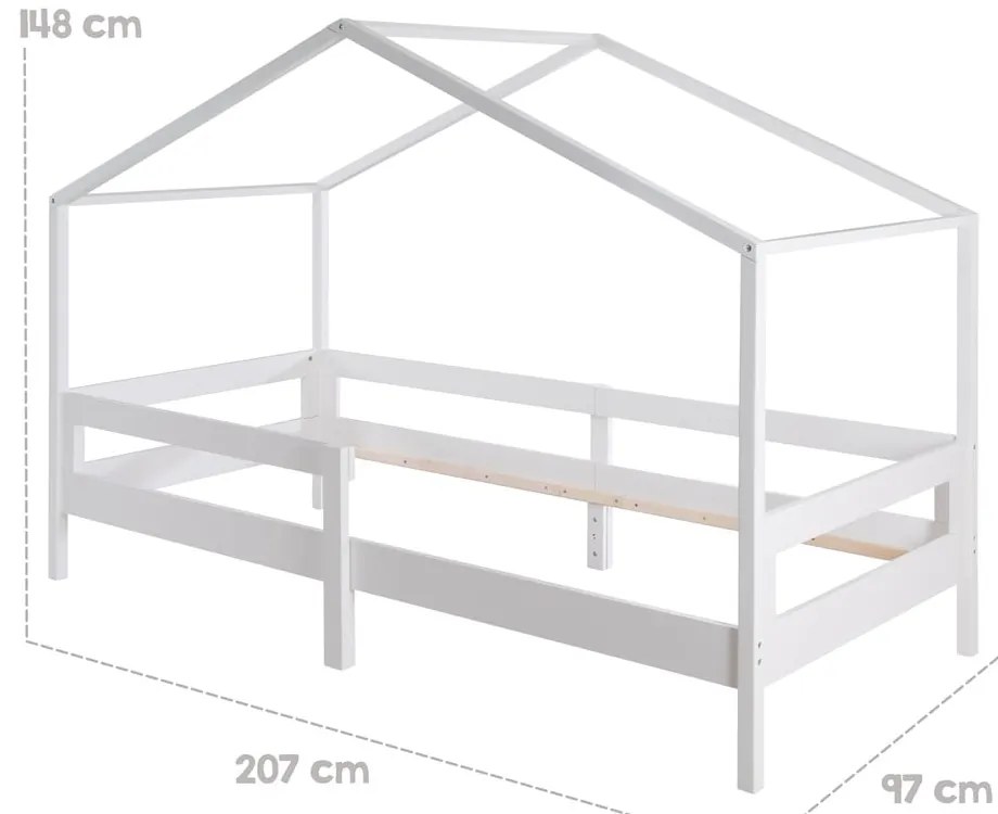 Białe łóżko dziecięce w kształcie domku 90x200 cm – Roba