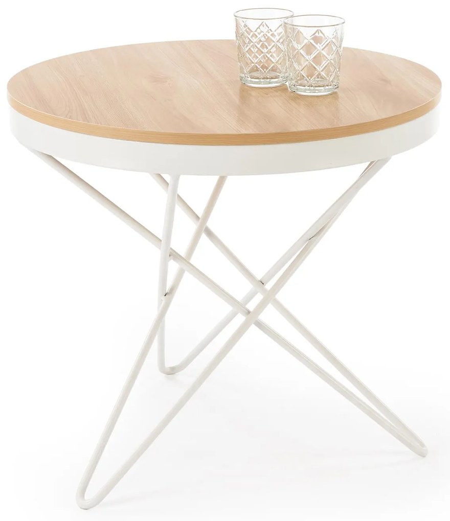 Ława okrągła MDF naturalny/biały 60/55 LEILA