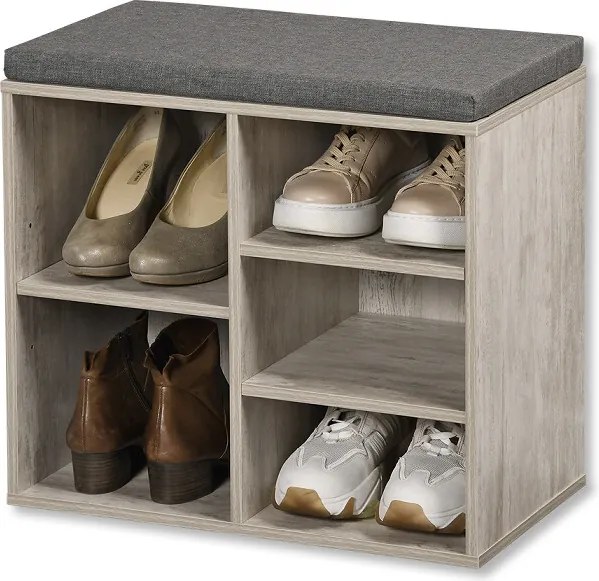 Kesper 15911 Szafka na buty z siedziskiem, szaro-biały, 51,5 x 48 x 29,5 cm