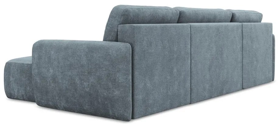 Szaroniebieski narożnik rozkładany z tkaniny szenilowej ze schowkiem (w kształcie litery U) Lilo – Makamii