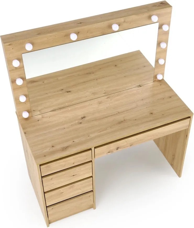 Toaletka z lustrem i oświetleniem LED Hollywood XL, dąb artisan