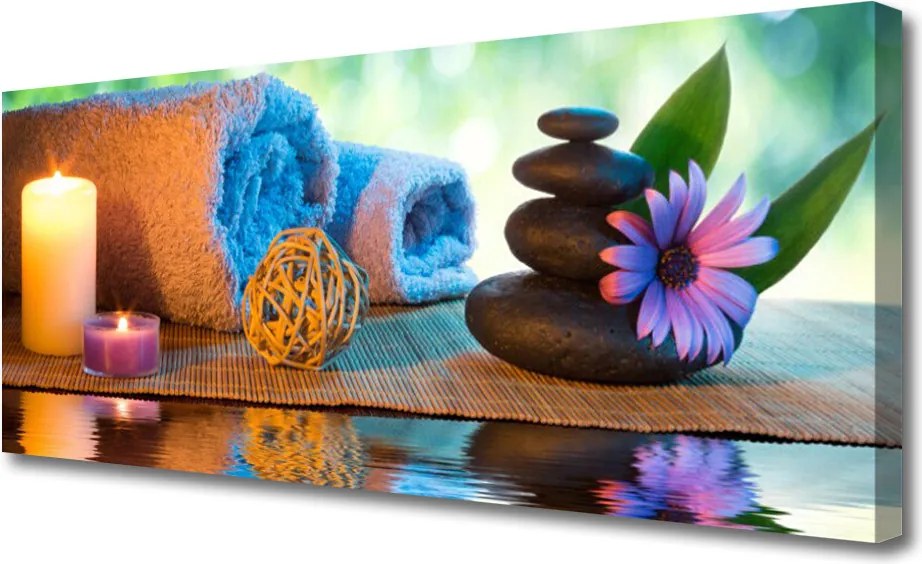Fotoobraz na płótnie Atmosfera Spa: Świece i Kwiaty