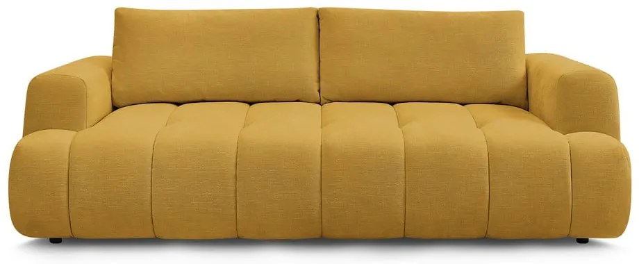 Musztardowa rozkładana/ze schowkiem sofa 251 cm Fuji – Bobochic Paris