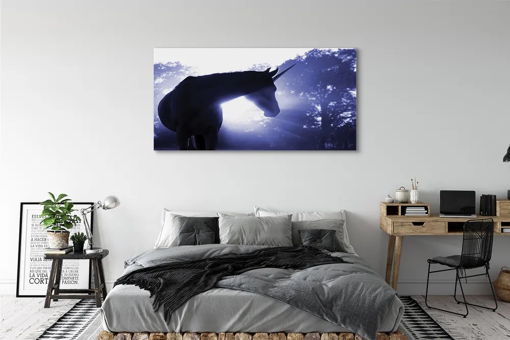 Obraz drukowany na płótnie Las i Jednorożec