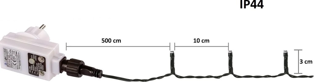 Świąteczne oświetlenie - 5 m, 50 LED, przewód zielony
