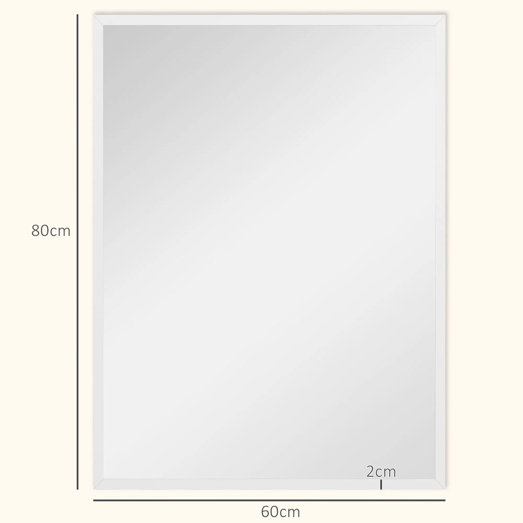 HOMCOM Lustro ścienne, 60 x 80 cm, dekoracyjne lustro wiszące, łatwy montaż, w zestawie śruby | Aosom PL