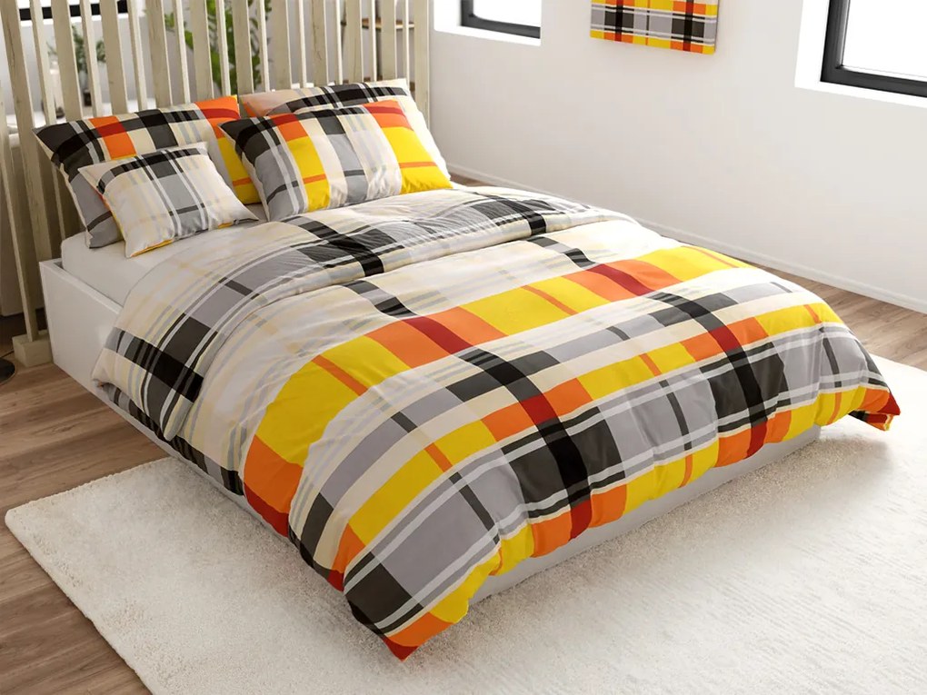 PrzytulneMieszkanie.pl PrzytulneMieszkanie.pl Pościel z bawełny Renforcé ORANGE KUBE kolorowa Rozmiar pościeli: 70 x 90 cm | 140 x 200 cm