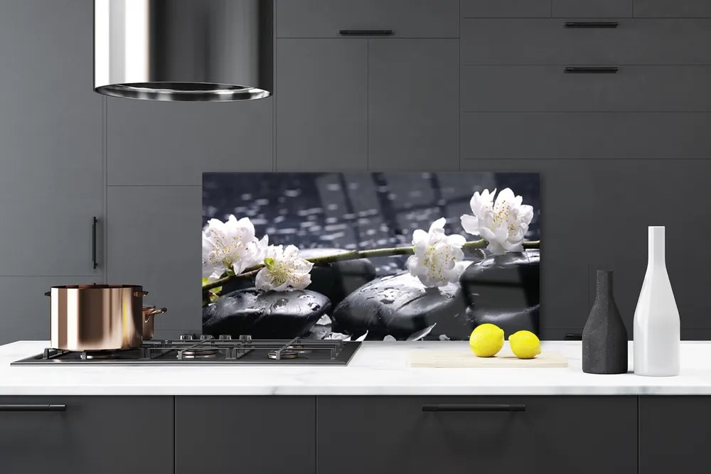 Szkło nad Blatem Równowaga: Kwiat I Kamienie