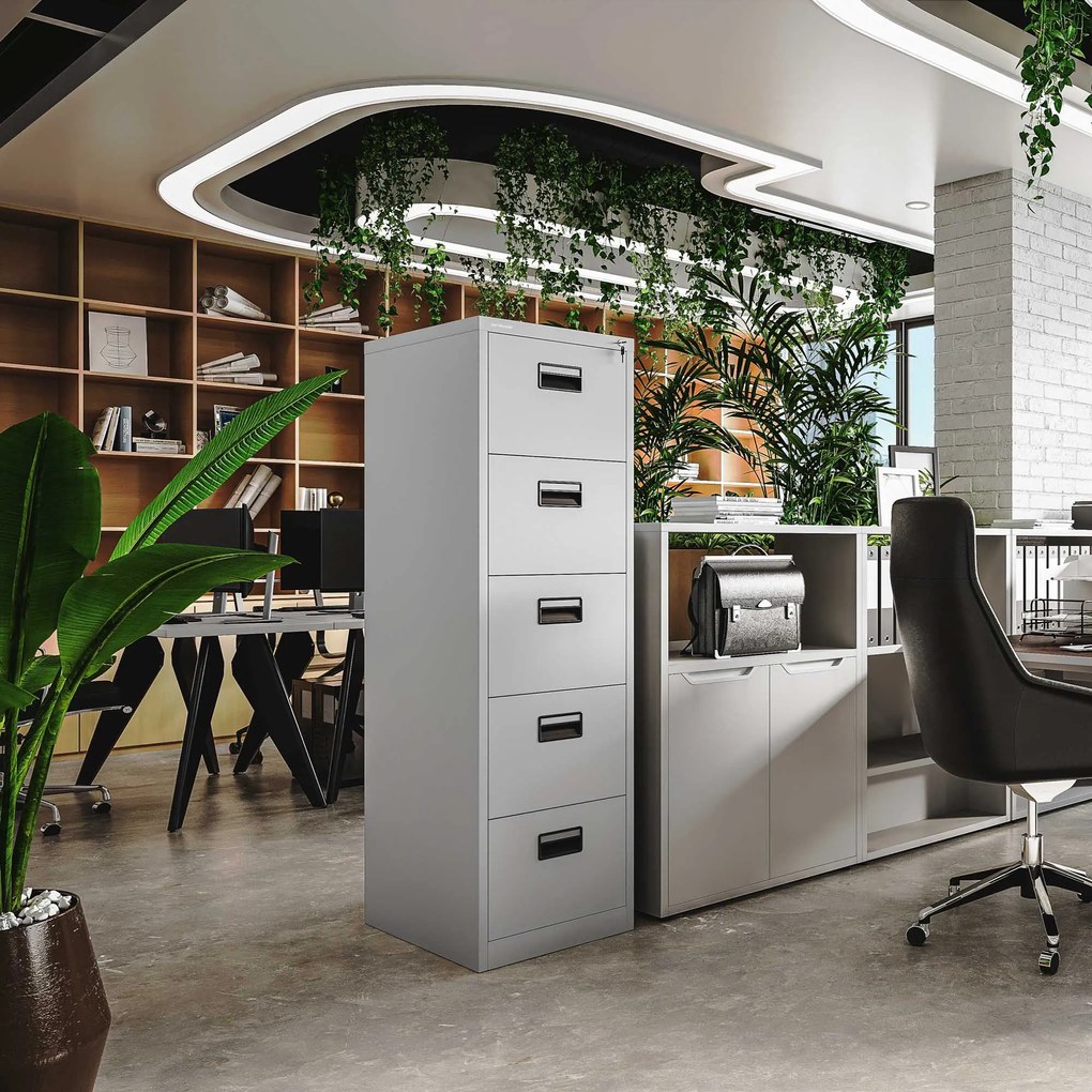 Metalowa szafa kartotekowa SARA V5, 460 x 1630 x 620 mm, szara