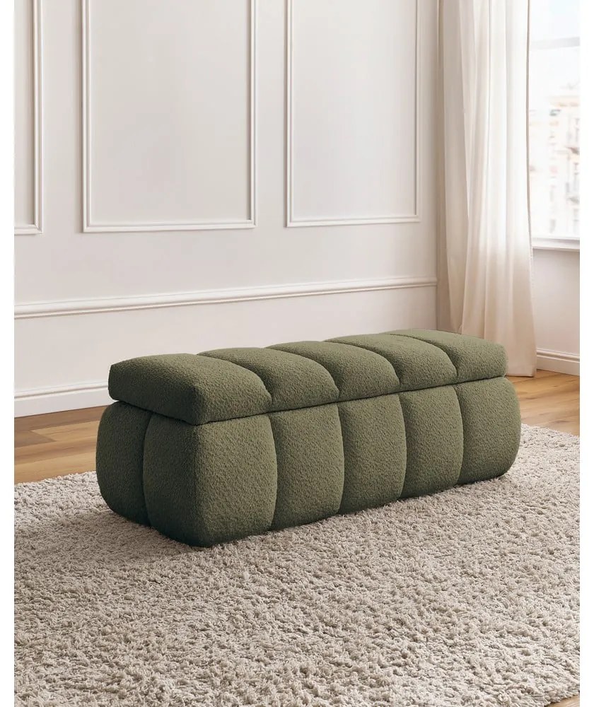 Zielona ławka z materiału bouclé – Bobochic Paris
