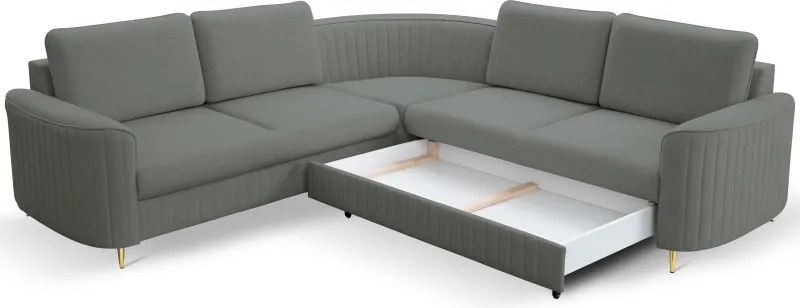 Narożnik LAREN nowoczesna sofa z funkcją spania pojemnik na pościel prawa strona CASTEL 93 251x251x85 cm