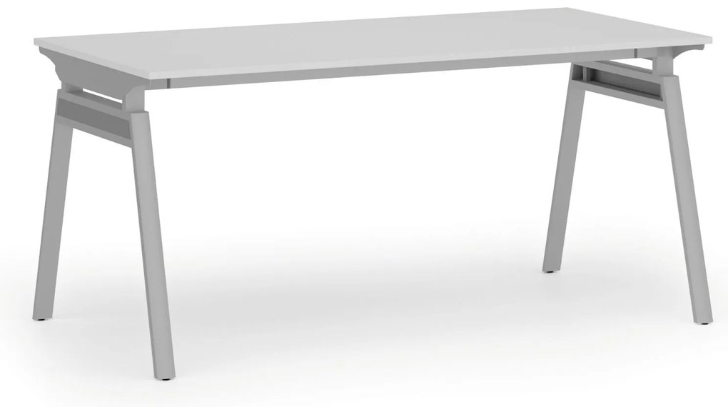 Biurko PRIMO SIGMA, 160x80 cm, szara podstawa, biały