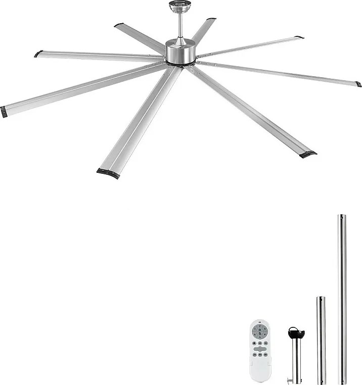 Wentylator Sufitowy SucceBuy 244 cm z Aluminium bez Światła Pilot Nikiel Satinowany