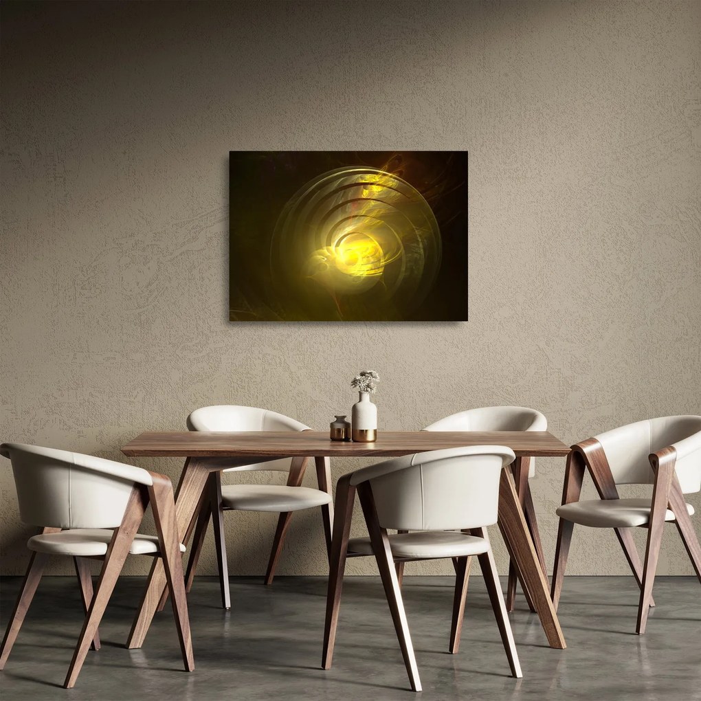 Obraz na szkle - żółta abstrakcyjna spirala (70x50 cm)