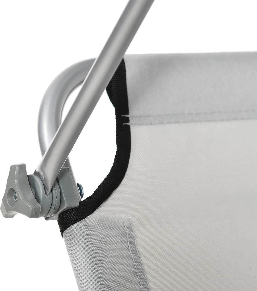 Outsunny Leżak ogrodowy składany z daszkiem przeciwsłonecznym na plażę wellness szary 187x58x36 cm | Aosom PL