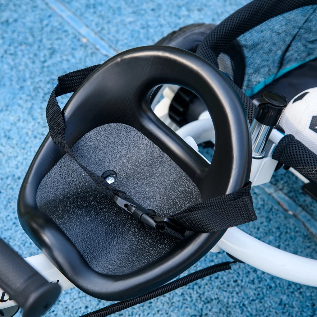 HOMCOM Trójkołowy rower dla dzieci, Koszyk, Uchwyt na Kubek, Daszek przeciwsłoneczny, Metal, Niebieski