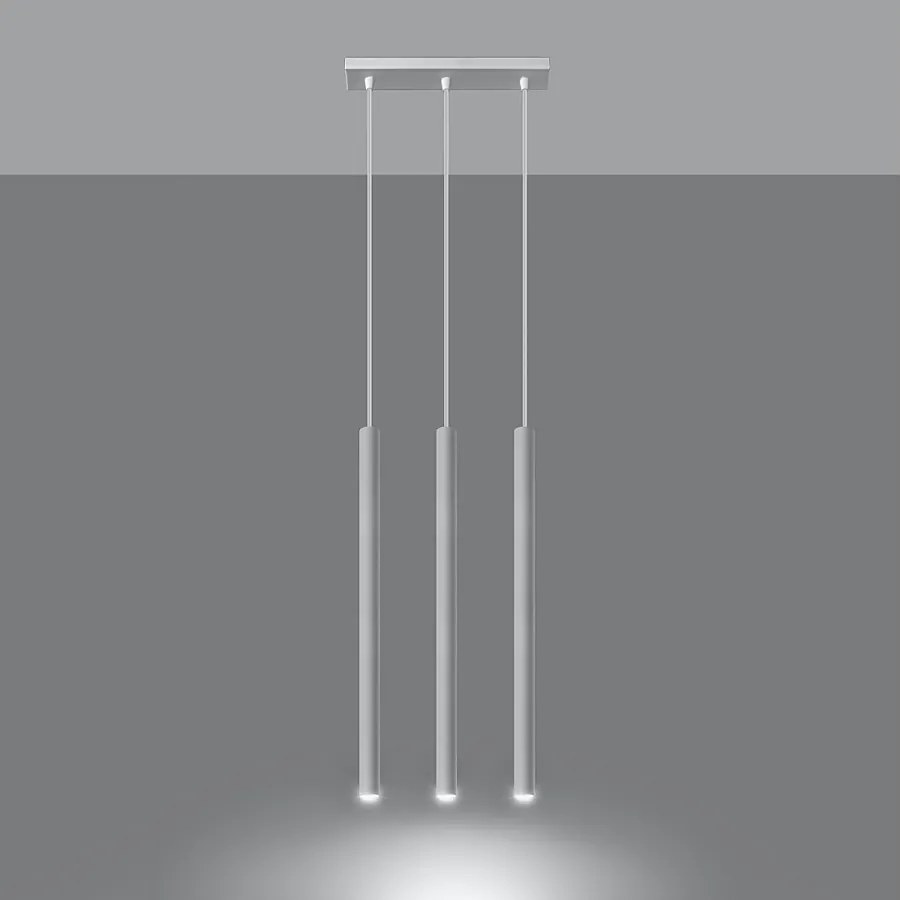 Lampy wiszące nowoczesny Brill, stal - 3 źródło światła 3000K - L.30 x H.90 cm - biały