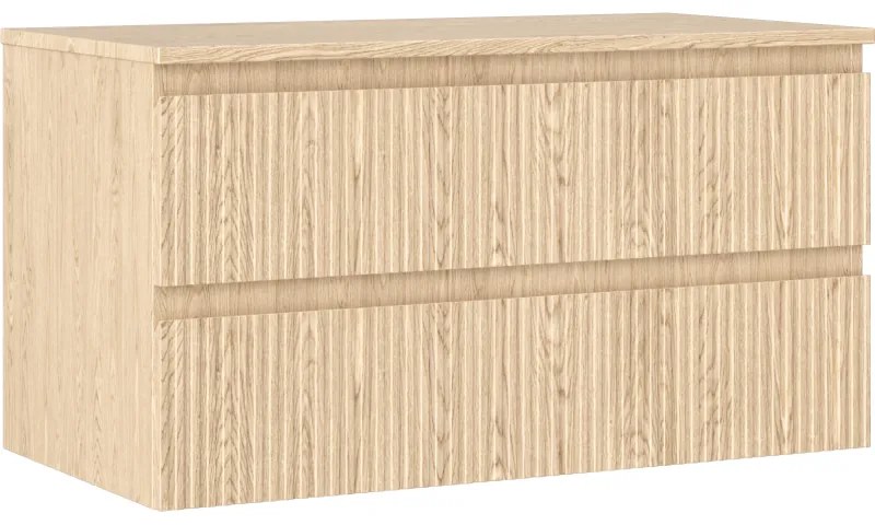 Mexen Rivel szafka łazienkowa podumywalkowa 90 cm z blatem, 2 szuflady, ryflowana , dąb - 91A20-09047-2-BFFC81