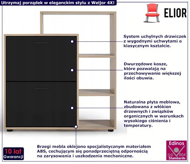 2 komorowa szafka na obuwie z regałem - Rafo 4X