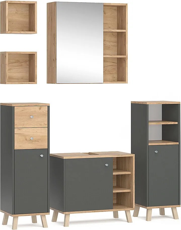 Zestaw mebli łazienkowych antracyt 62x32x54 senyo