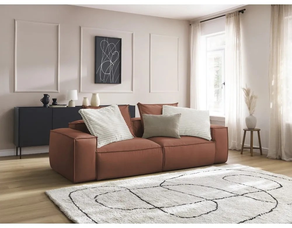 Ciemnobrązowa sofa z imitacji skóry 260 cm Boheme – Bobochic Paris