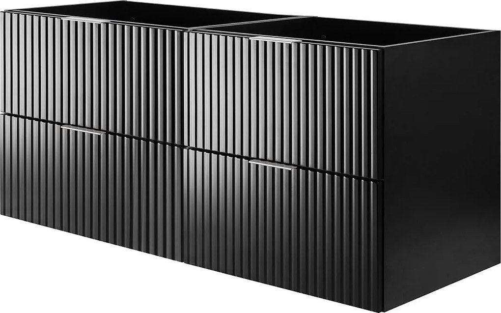 Szafka pod umywalkę, Czarny, 120 (2 x 60) x 57 x 46 cm, uchwyt srebrny, bez blatu