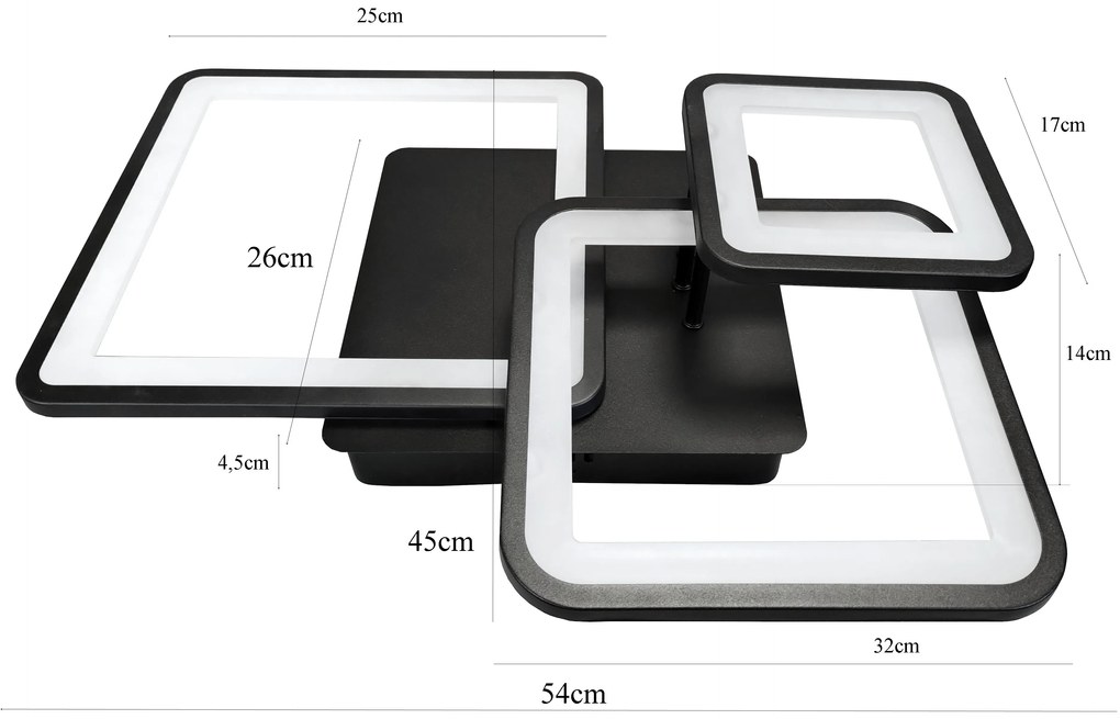 Plafon lampa LED sufitowa kwadrat metalowa AT88-3SL-Czarny