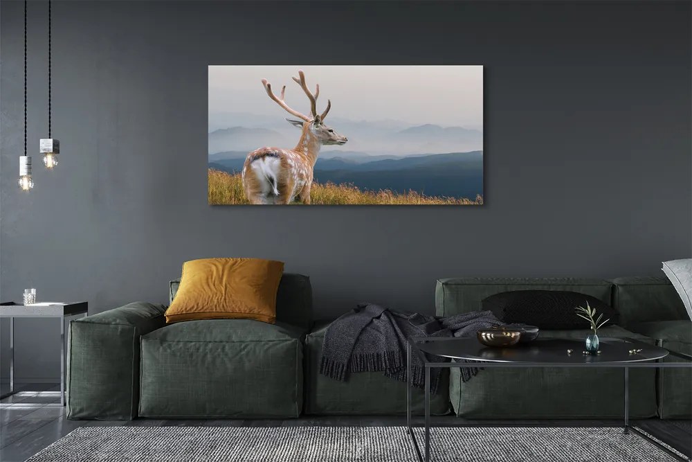 Duży obraz na płótnie Jeleń na Tle Gór
