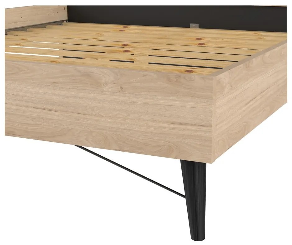 Łóżko dwuosobowe w dekorze dębu ze stelażem 160x200 cm w naturalnym kolorze Ry – Tvilum