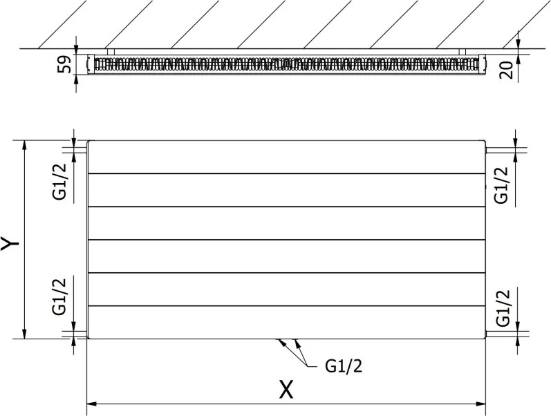 Mexen Line CCL11 grzejnik płytowy 300 x 1400 mm, podłączenie dolne środkowe, 637 W, czarny - W6C11L-030-140-70