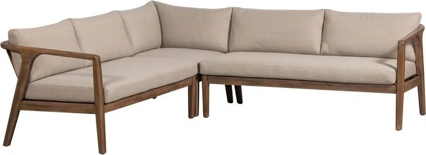 Brązowa tapicerowana sofa ogrodowa (w kształcie litery L) Biam – WOOOD