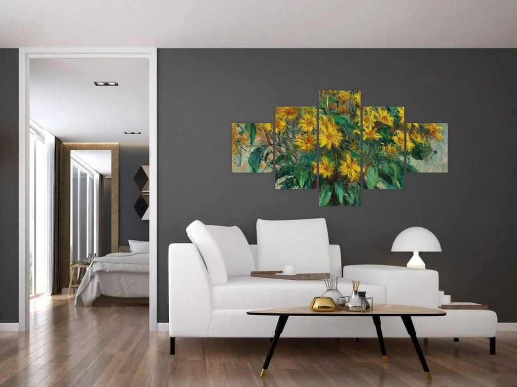 Obraz - Claude Monet, Jerusalem Artichoke Flowers, reprodukcje (125x70 cm)