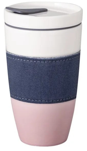 Różowo-biały porcelanowy kubek podróżny Villeroy &amp; Boch Like To Go, 350 ml