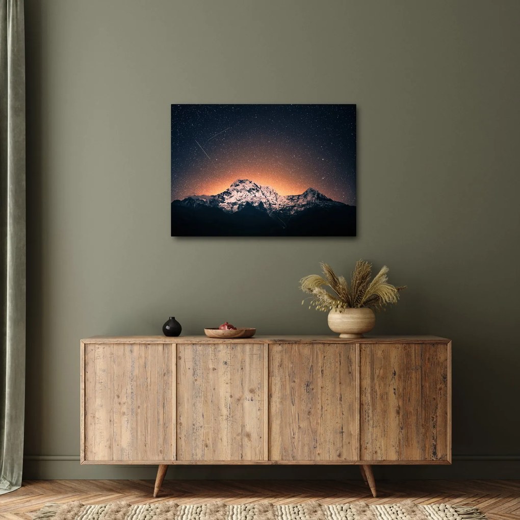 Obraz gwiaździstego nieba z górami (70x50 cm)