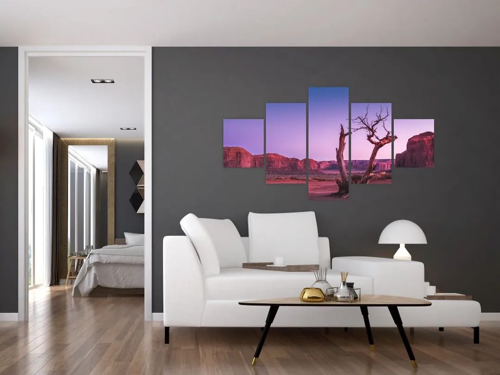 Obraz drzewa w pobliżu czerwonych skał (125x70 cm)