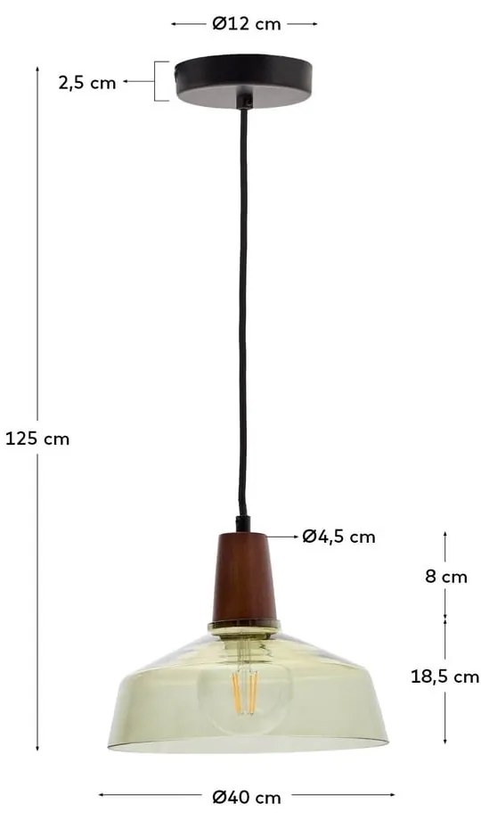 Zielona/w ciemnym naturalnym kolorze lampa wisząca ze szklanym kloszem ø 40 cm Silex – Kave Home