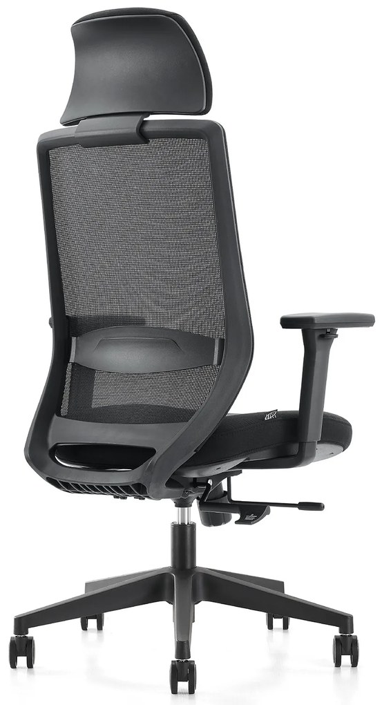 Czarne krzesło biurowe Perun, ergonomiczne, zgodne z normą BHP