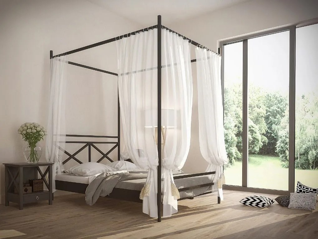 Łóżko Milena metalowe z baldachimem