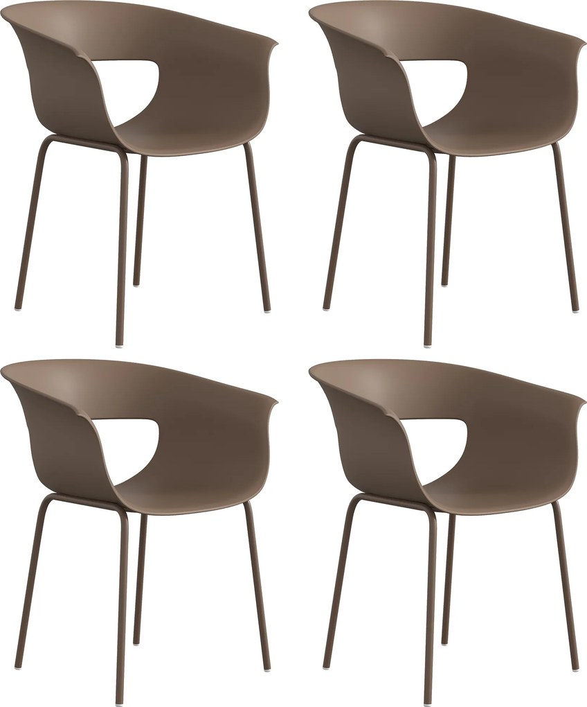 Outsunny Fotele ogrodowe 4 sztuki ergonomiczne z wycięciami podłokietniki odporne na warunki atmosferyczne kawowe | Aosom PL