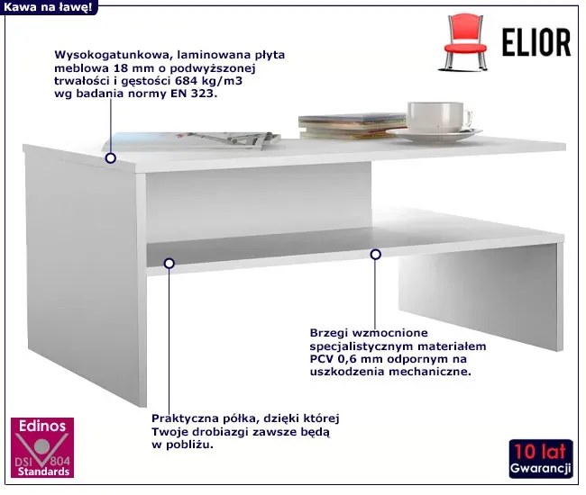 Biała Minimalistyczna Ława Kawowa D8-C70