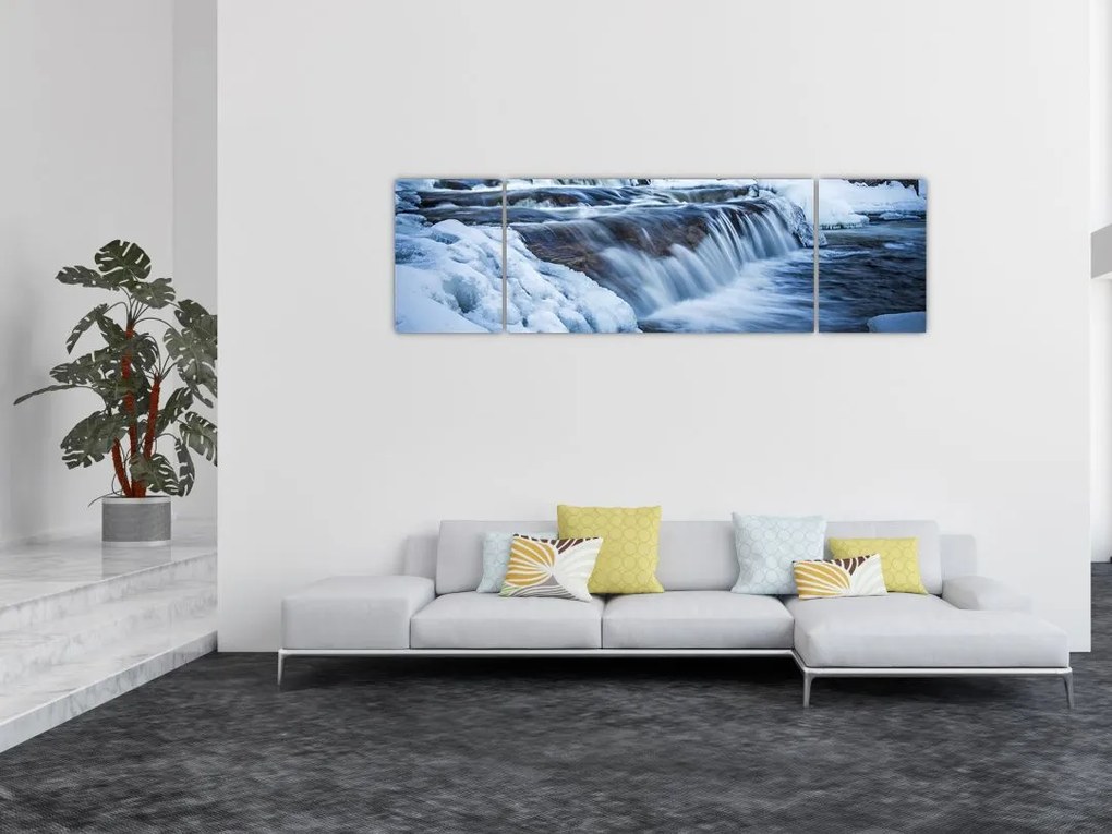 Obraz rzeki zimą (170x50 cm)