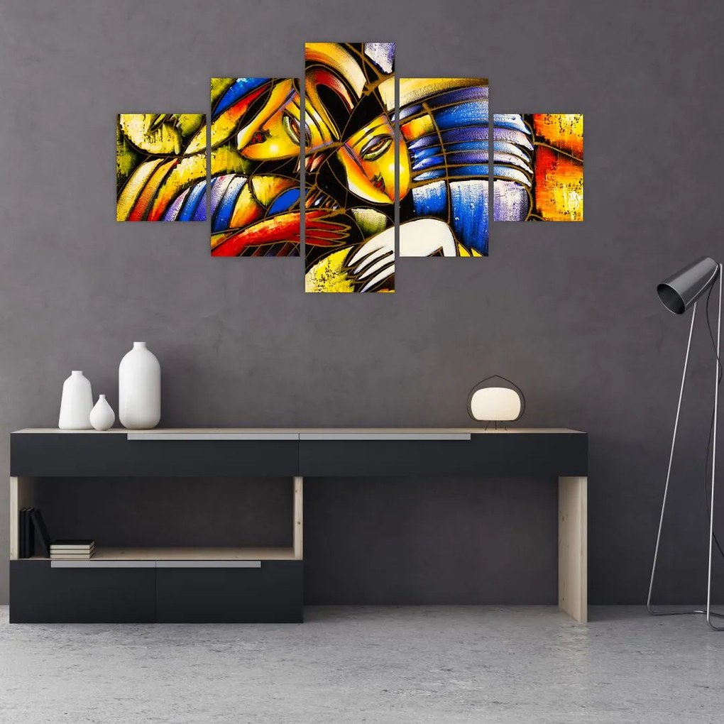 Obraz - Obraz olejny, kochankowie (125x70 cm)