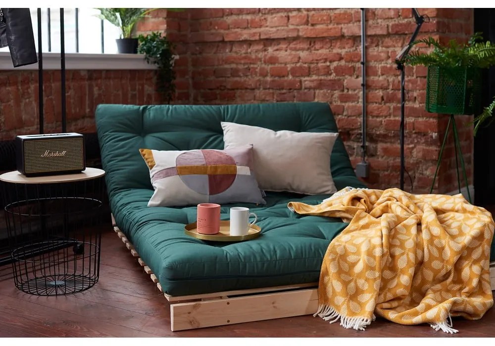 Szarobeżowa lniana rozkładana sofa 140 cm Roots – Karup Design
