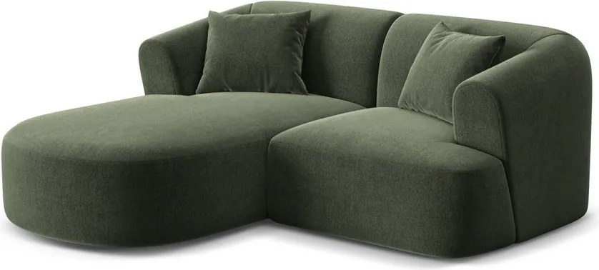 Zielony aksamitny narożnik (lewostronny/z szezlongiem) Campi – Cosmopolitan Design