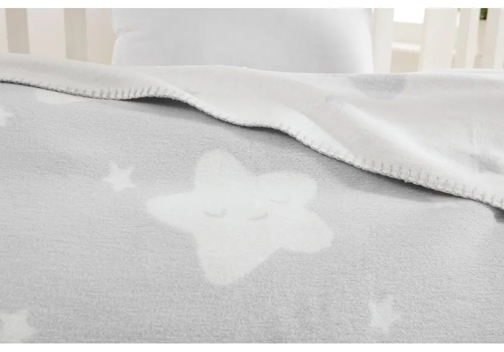 Jasnoszary polarowy koc dziecięcy 100x120 cm Star – Mijolnir