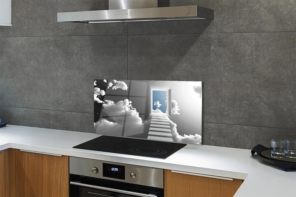 Panel szklany do Kuchni Schody do Drzwi w Chmurach