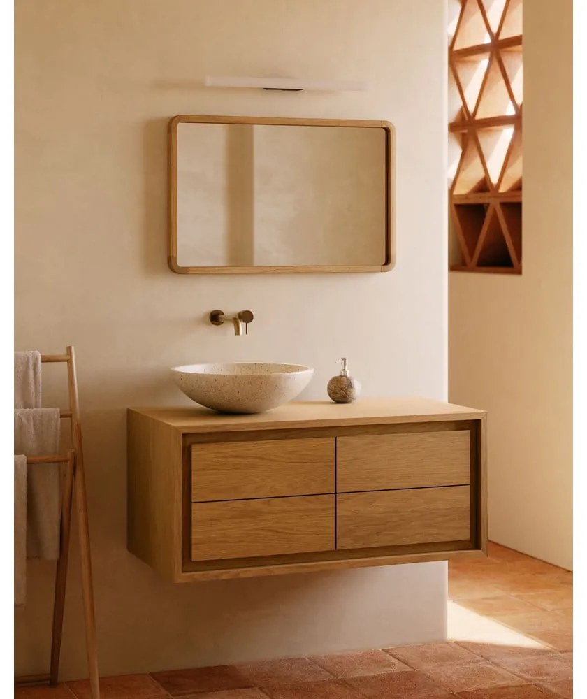 Niska wisząca szafka pod umywalkę z litego drewna tekowego 90x40 cm Kenta – Kave Home
